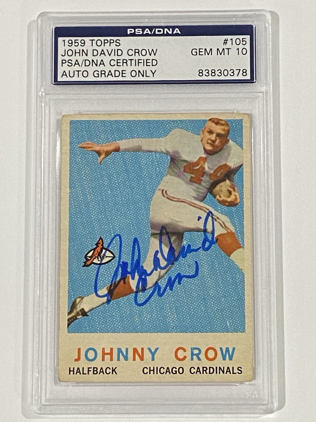 John David Crow Autographed 1959 Topps #105 PSA DNA Auto 10 Texas A&M Cardinals John David Crow Card 1959-topps-105-auto-10-texas, supplier stock photo