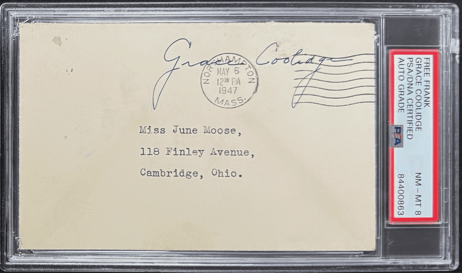 First Lady Grace Coolidge Signed Autographed Free Frank PSA NM-MT 8 84400863 Other 84400863, supplier stock photo