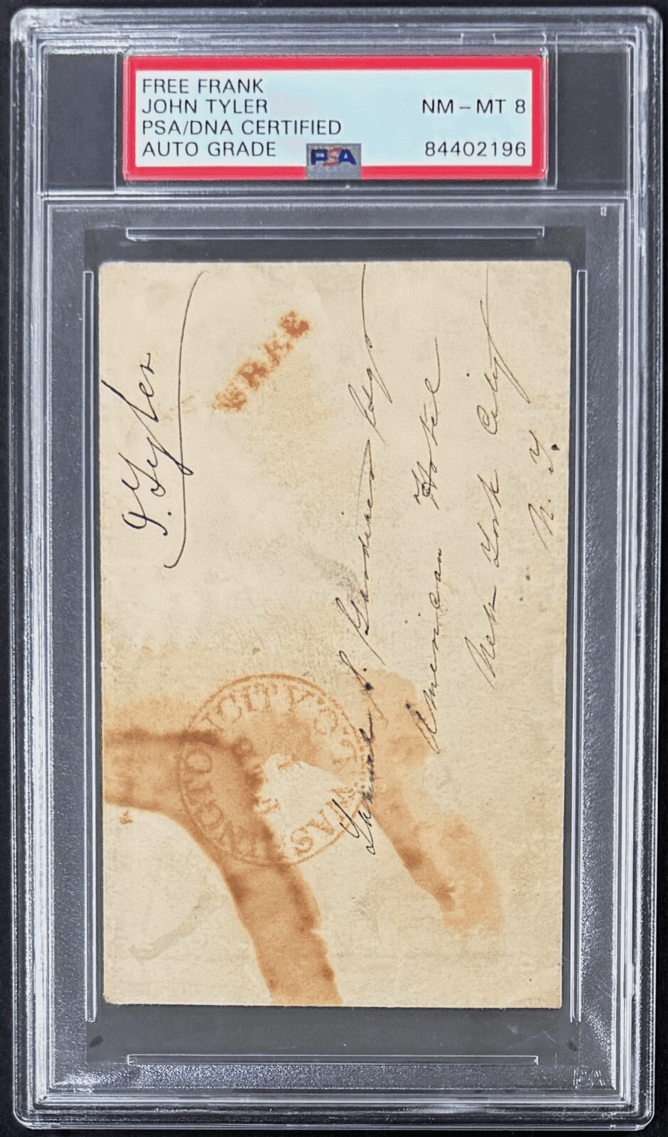 President John Tyler Signed Autographed Free Frank PSA NM-MT 8 84402196 President John Tyler Other 84402196, view 2, supplier stock photo