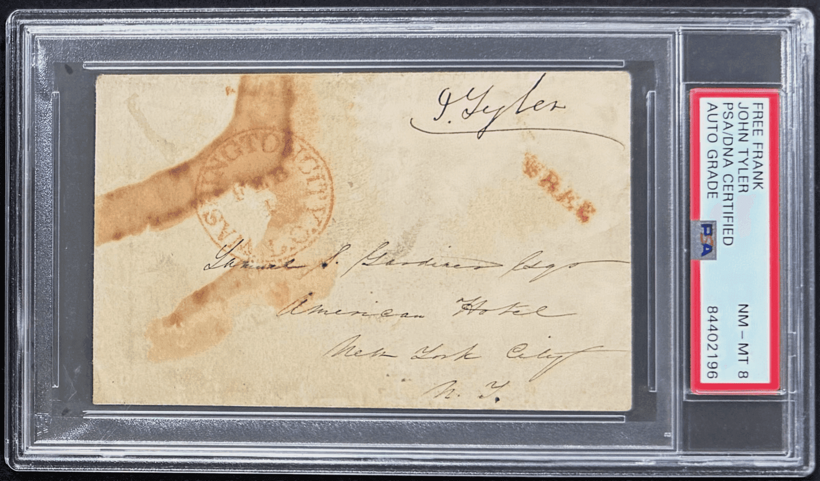 President John Tyler Signed Autographed Free Frank PSA NM-MT 8 84402196 President John Tyler Other 84402196, supplier stock photo