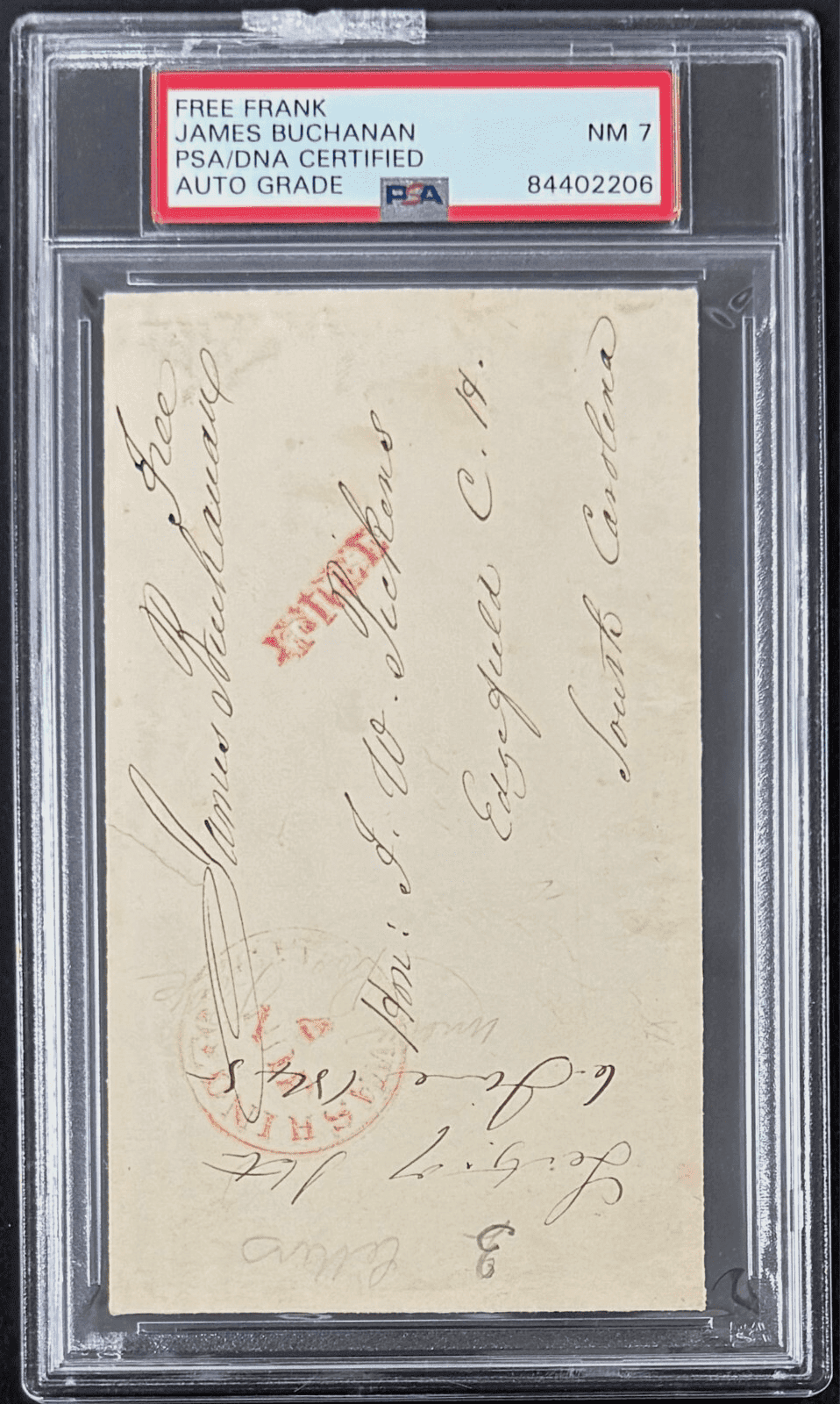 President James Buchanan Signed Autographed Free Frank PSA NM 7 84402206 President James Buchanan Other 84402206, view 2, supplier stock photo