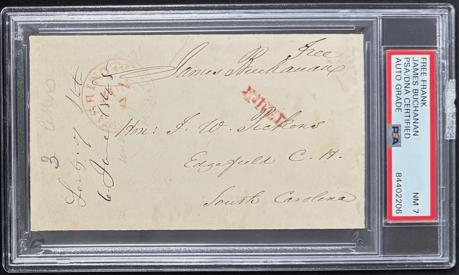President James Buchanan Signed Autographed Free Frank PSA NM 7 84402206 President James Buchanan Other 84402206, supplier stock photo