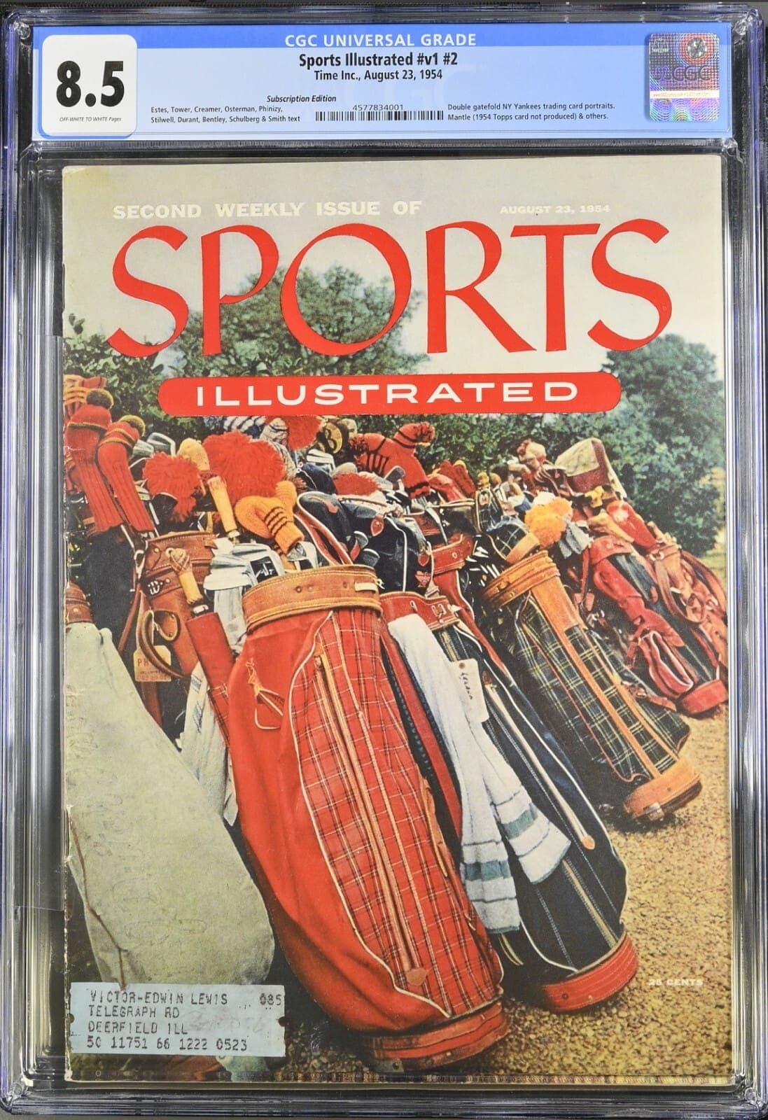 2nd Sports Illustrated Magazine Cover with Mantle (Yankees) 8/23/54 Card CGC 8.5 Card 2nd-illustrated-magazine-cover-mantle-yankees, New York Yankees, supplier stock photo