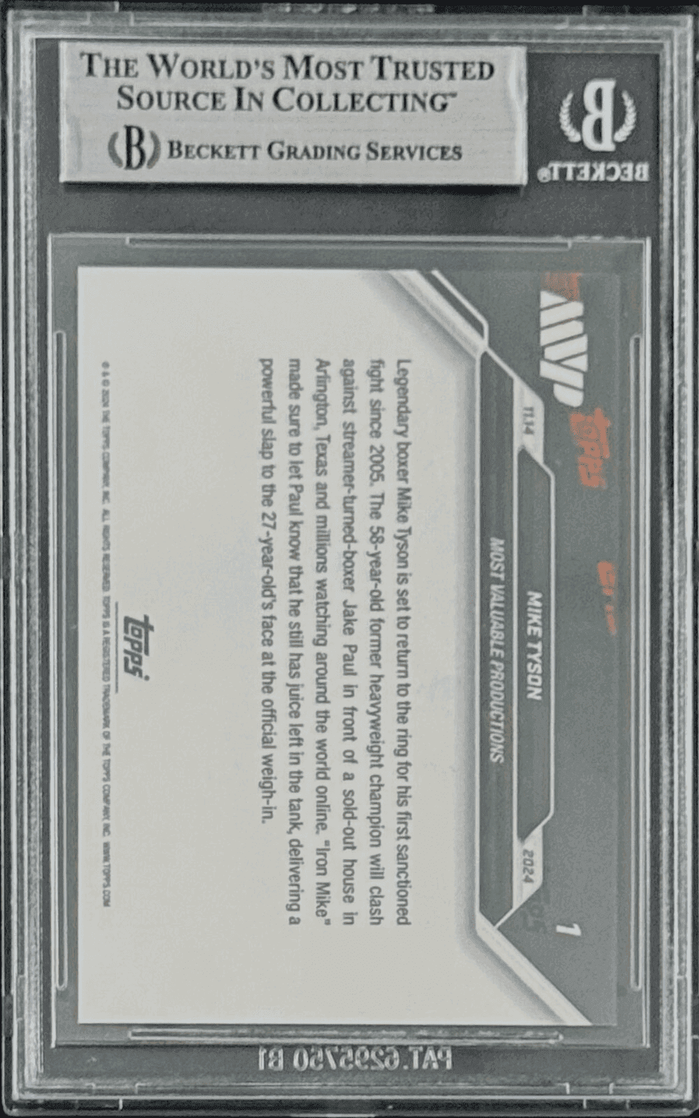 Mike Tyson Autographed 2024 Topps NOW card Beckett 17716058 Mike Tyson Card 17716058, view 2, supplier stock photo