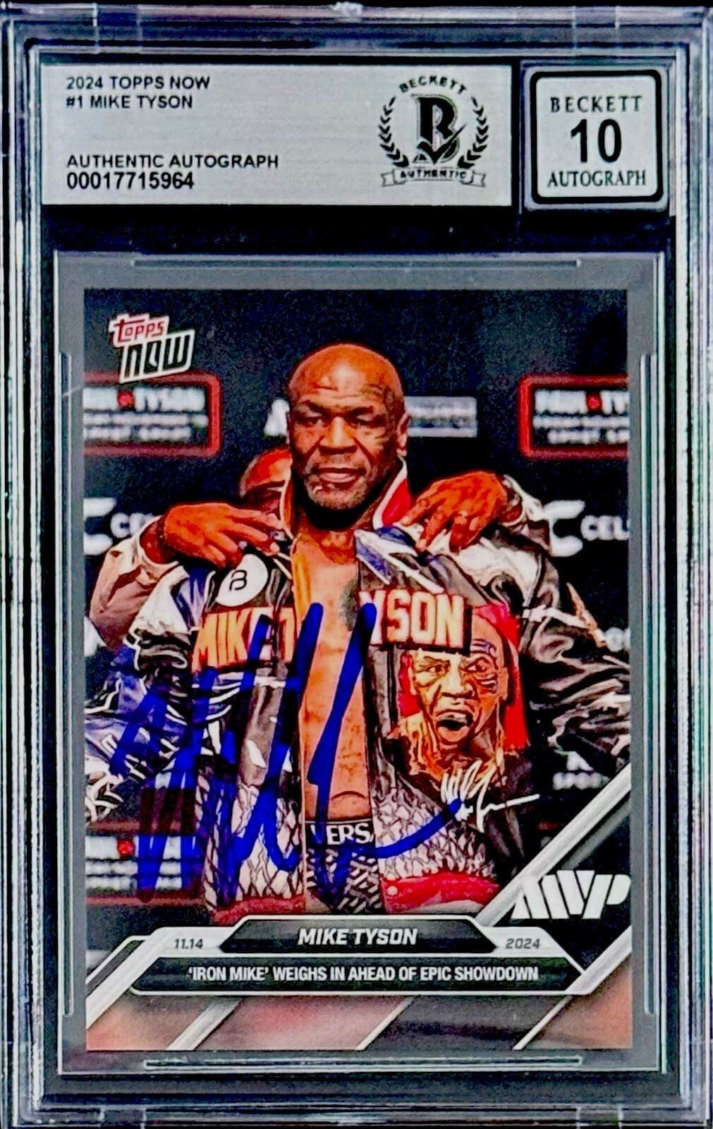 Mike Tyson Autographed 2024 Topps NOW card Auto 10 Beckett 17715964 . Mike Tyson Card 17715964, supplier stock photo