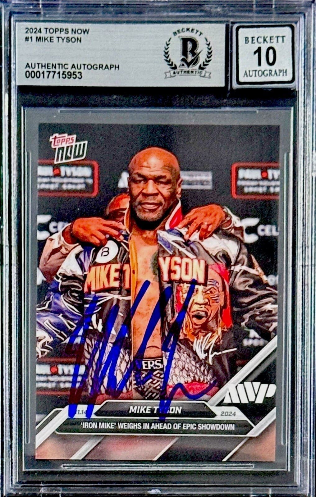 Mike Tyson Autographed 2024 Topps NOW card Auto 10 Beckett 17715953 . Mike Tyson Card 17715953, supplier stock photo