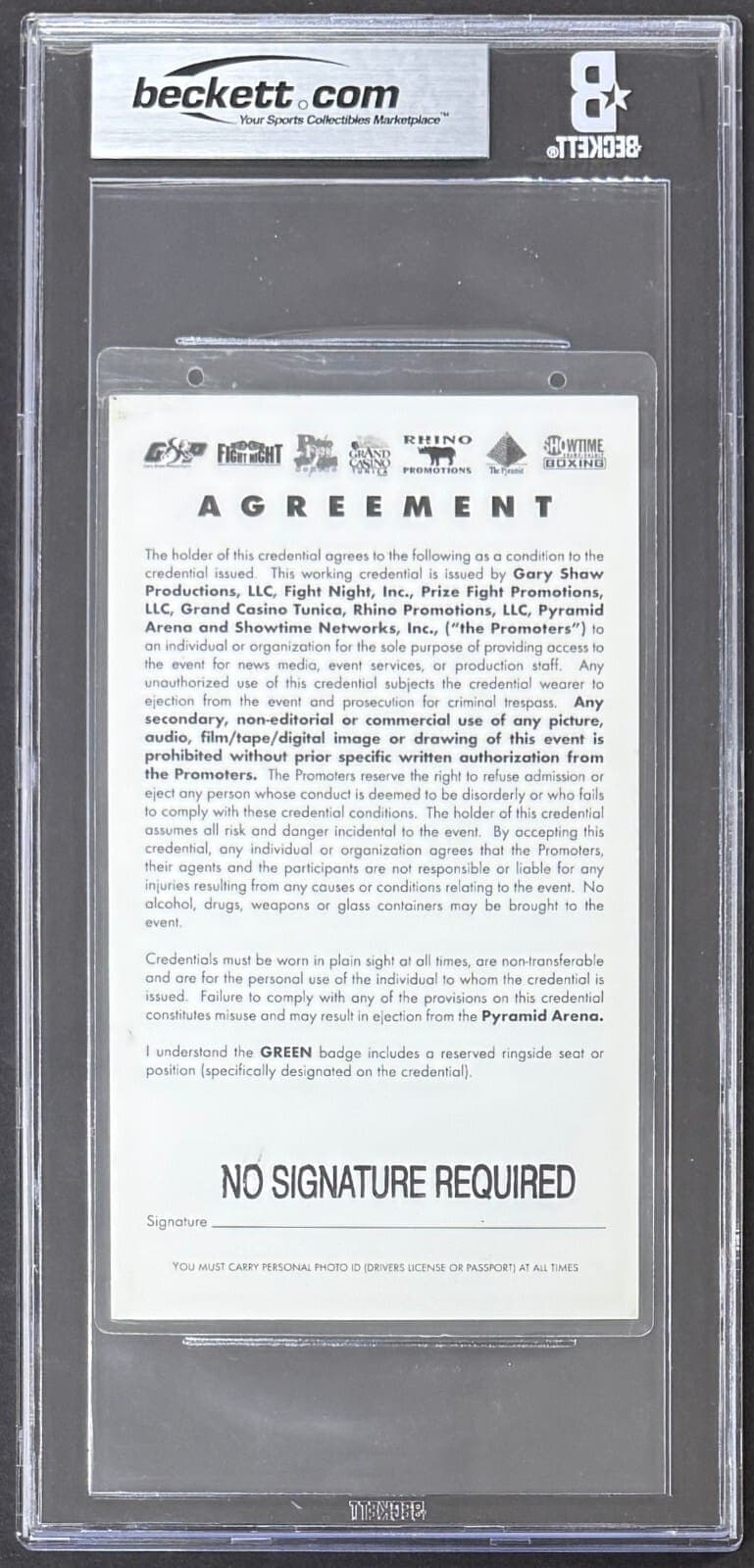 Mike Tyson Signed 2003 Pass vs Etienne 1st Round KO Beckett 6 EX-MT Auto 10 Mike Tyson Other mike-tyson-2003-pass-vs-etienne, view 2, supplier stock photo