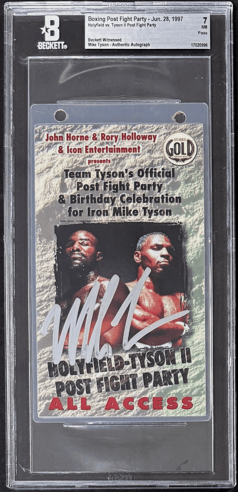 Mike Tyson Signed 1997 Tyson vs Holyfield II Post Fight Party Pass Beckett Mike Tyson Other mike-tyson-1997-vs-holyfield-ii, supplier stock photo