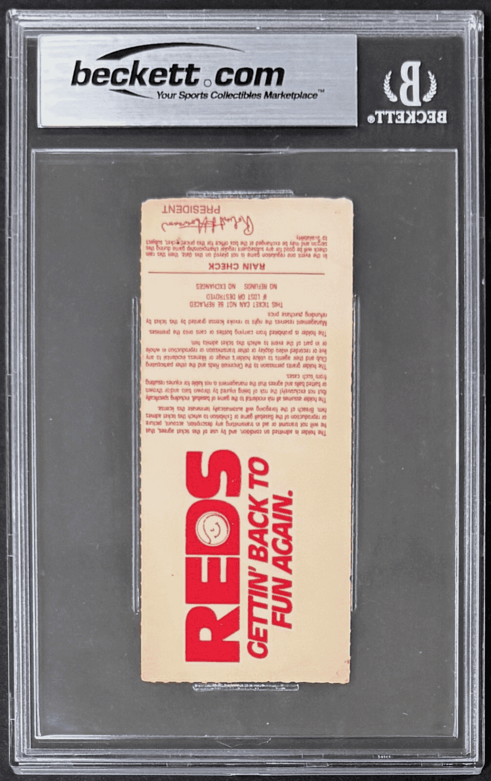 PETE ROSE SIGNED TICKET STUB 9/11/85 “All Time Hit King” BECKETT 5 EX AUTO 10 Pete Rose Ticket Stub pete-rose-9-11-85-all, Cincinnati Reds, view 3, supplier stock photo