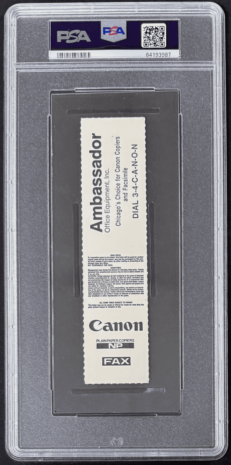 PETE ROSE AUTOGRAPHED FULL TICKET PSA 8/22/1989 “SORRY I BET ON BASEBALL” 193987 Pete Rose Ticket Stub pete-rose-full-8-22-1989, Cincinnati Reds, view 2, supplier stock photo