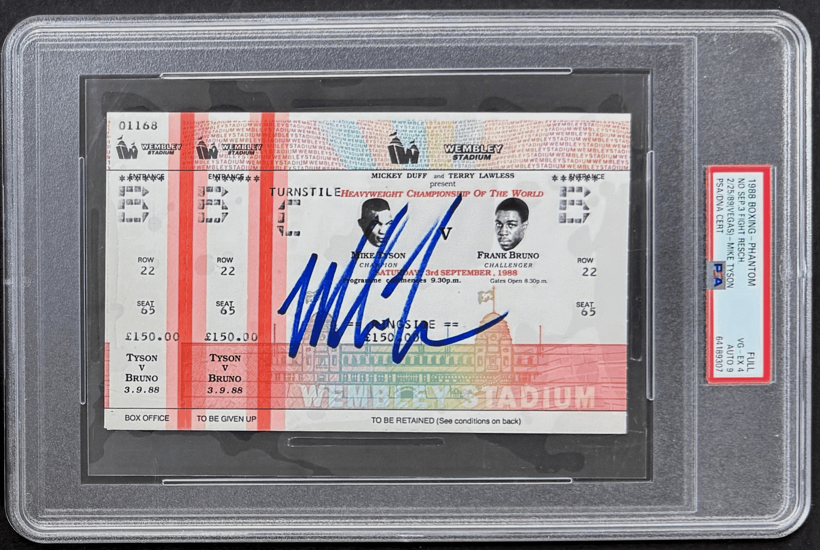 Mike Tyson Signed 1988 vs Frank Bruno Full Phantom Ticket PSA Fight Rescheduled Mike Tyson Ticket Stub mike-tyson-1988-vs-frank-bruno, supplier stock photo