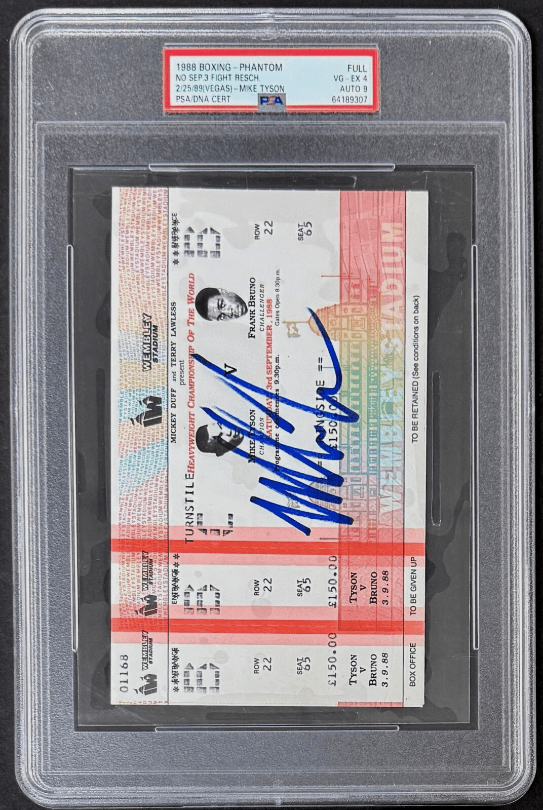 Mike Tyson Signed 1988 vs Frank Bruno Full Phantom Ticket PSA Fight Rescheduled Mike Tyson Ticket Stub mike-tyson-1988-vs-frank-bruno, view 2, supplier stock photo