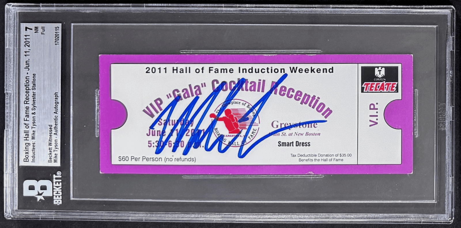 Mike Tyson Signed 2011 Boxing Hall of Fame Reception Full Ticket Beckett 7 NM Mike Tyson Ticket Stub mike-tyson-2011-boxing-hall-fame, supplier stock photo