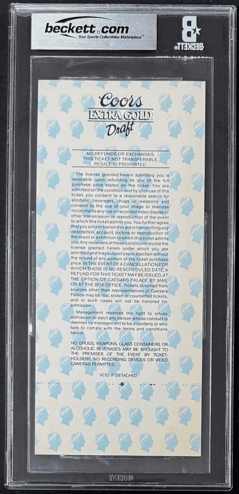 Sugar Ray Leonard Signed Vs Lalonde Full Ticket Beckett 6 EX-MT 17021035 Sugar Ray Leonard Ticket Stub 17021035, view 2, supplier stock photo