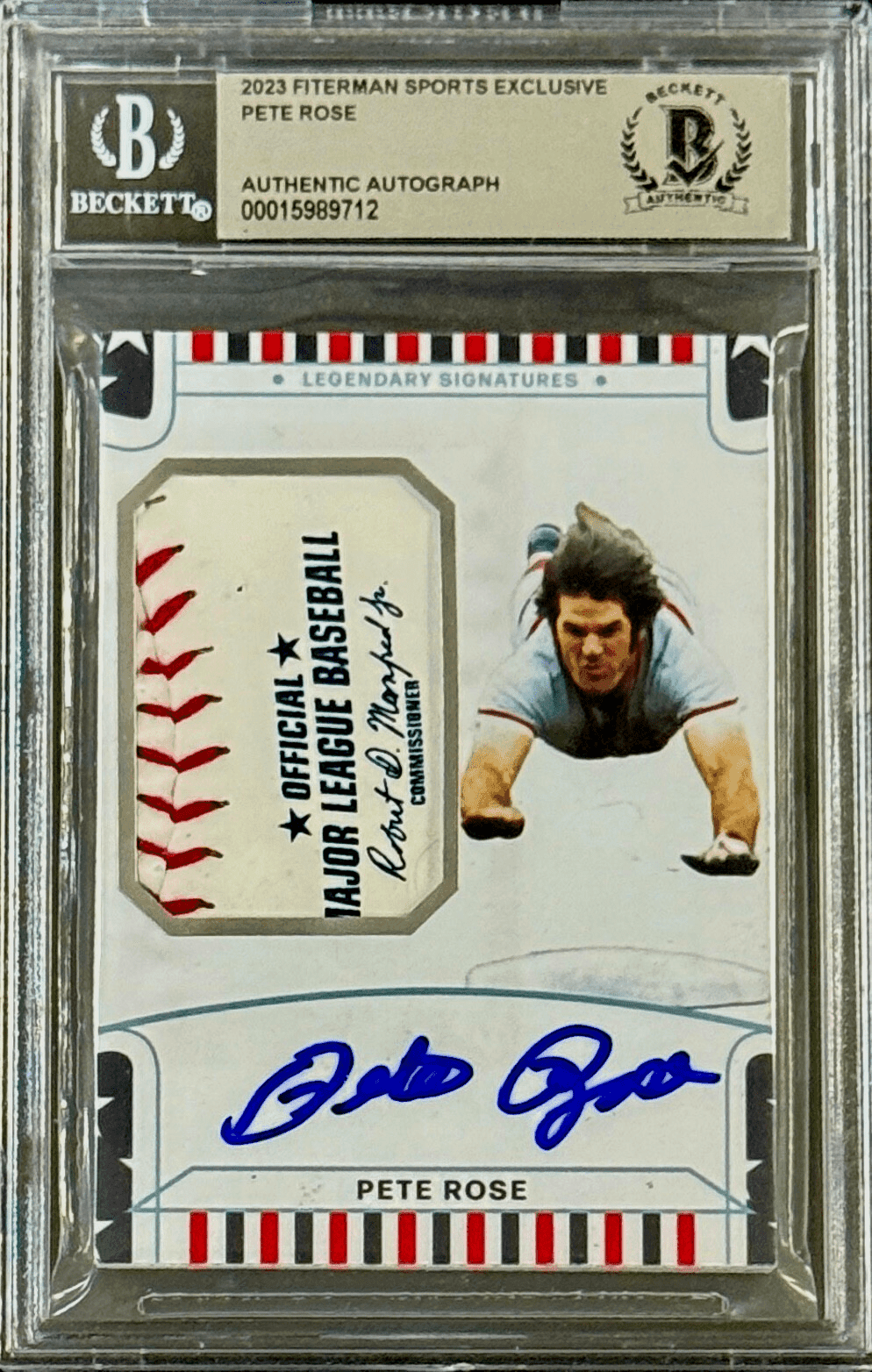 Pete Rose Signed 2023 Fiterman Sports Exclusive Card Beckett BAS 15989712 Pete Rose Card 15989712, Cincinnati Reds, supplier stock photo