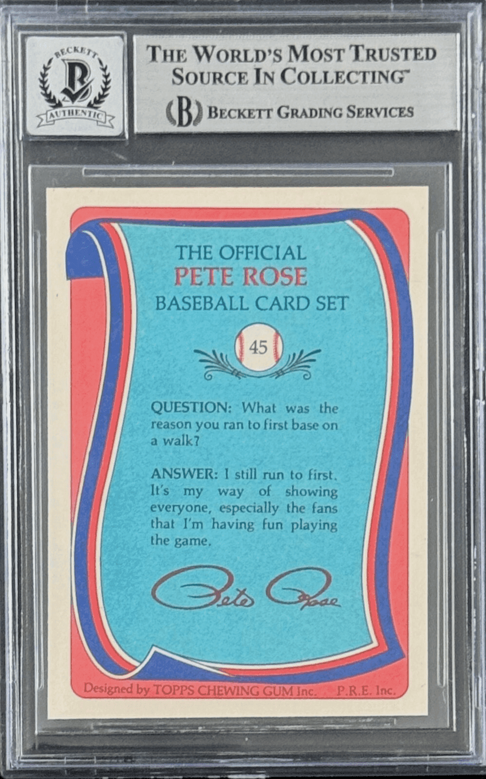 Pete Rose Signed 1985 Topps Card Sorry I Bet On Baseball 30 Beckett 15333015 Pete Rose Card 15333015, Cincinnati Reds, view 2, supplier stock photo