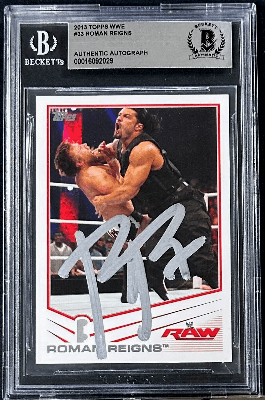 Roman Reigns Signed 2013 Topps WWE RAW #33 Beckett Rookie Card 16092029 Roman Reigns Card 16092029, supplier stock photo