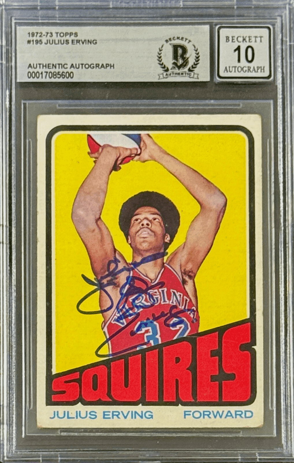 Julius “Dr. J” Erving Signed 1970 Topps Card #195 Beckett Auto 10 17085600 Julius Erving Card 17085600, Philadelphia 76ers, supplier stock photo