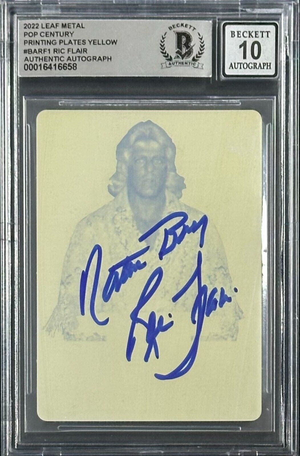 Ric Flair Signed 2022 Leaf Metal Pop Century Printing Plate Yellow BAS 16416658 Ric Flair Card 16416658, supplier stock photo