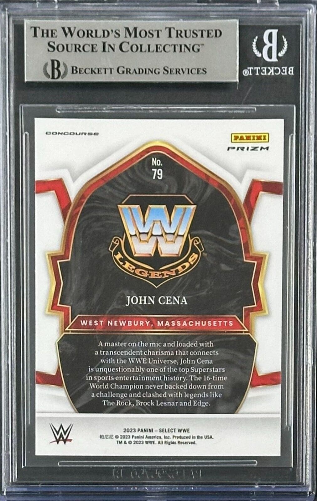 John Cena Signed 2023 WWE Select Orange Flash Prizms #79 Beckett 16417272 John Cena Card 16417272, view 2, supplier stock photo
