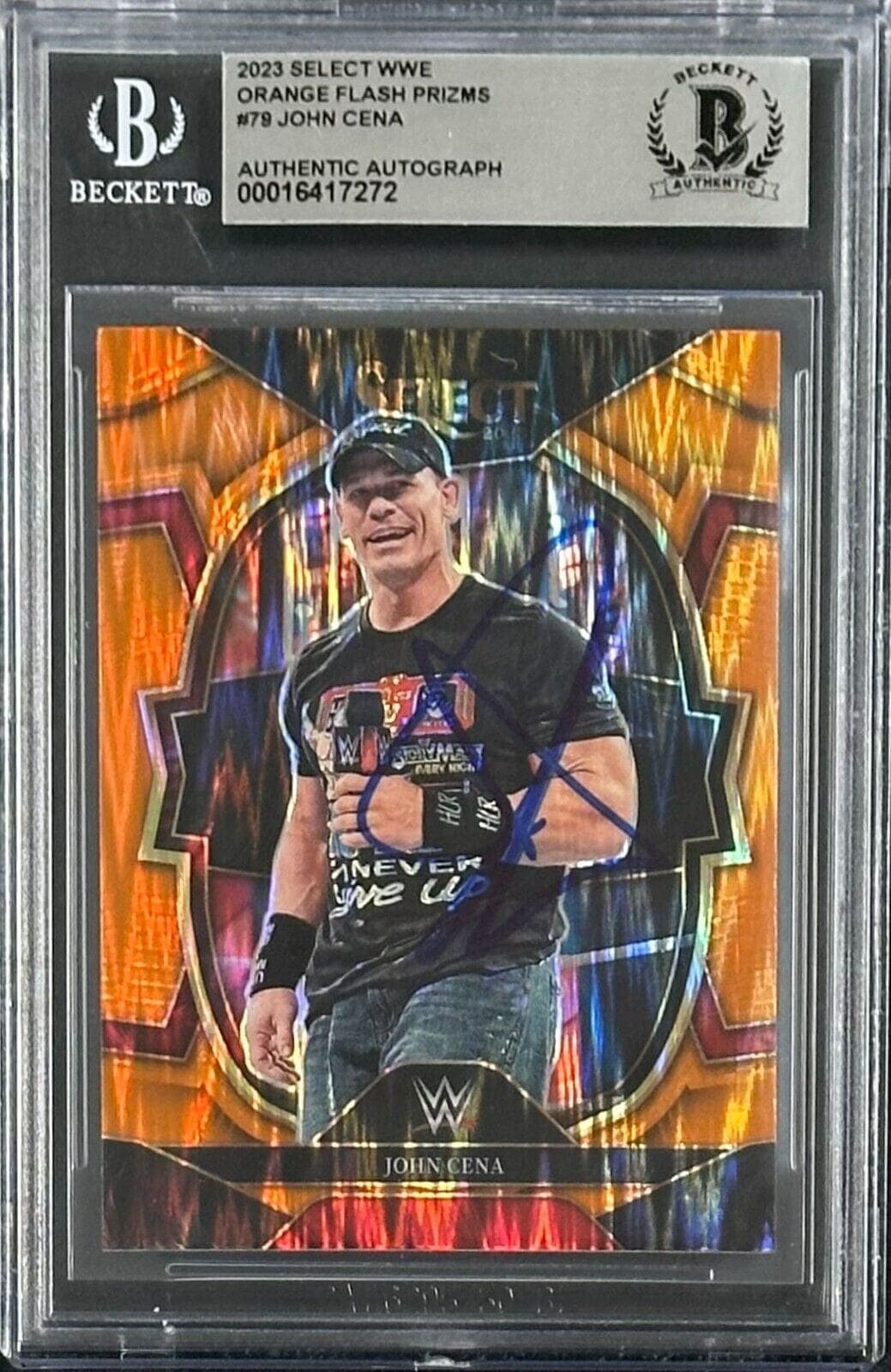 John Cena Signed 2023 WWE Select Orange Flash Prizms #79 Beckett 16417272 John Cena Card 16417272, supplier stock photo