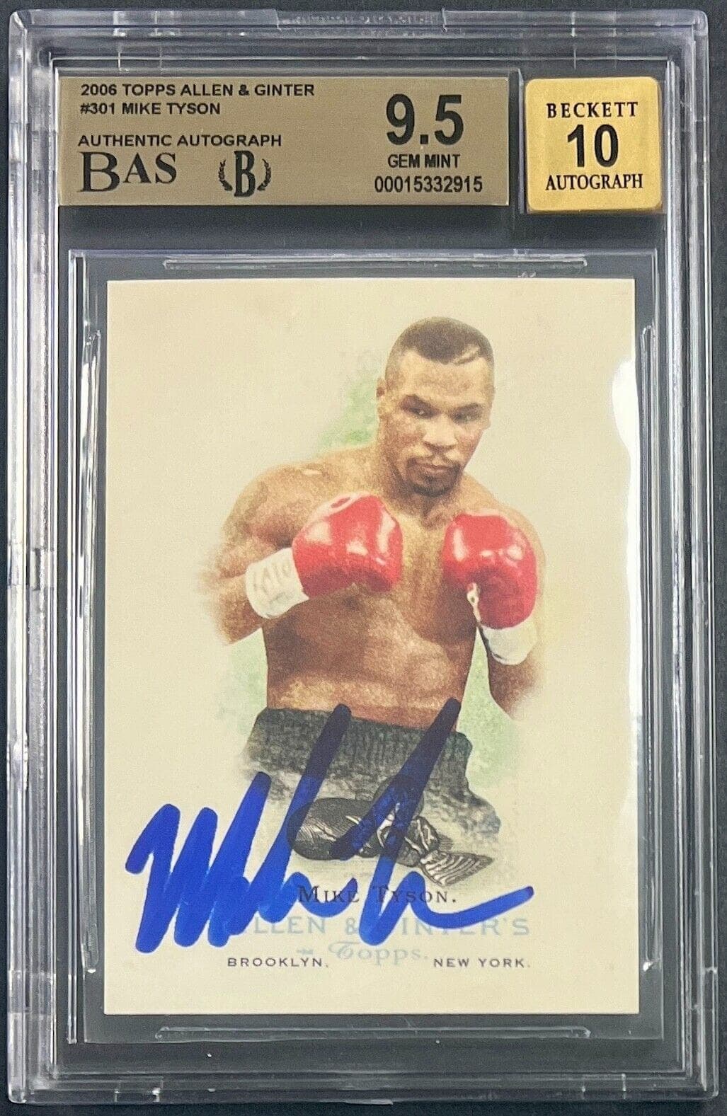 Mike Tyson Signed 2006 Topps Allen & Ginter Card #301 BAS GEM MINT 9.5 15332915 Mike Tyson Card 2006-topps-allen-ginter-301-gem, supplier stock photo