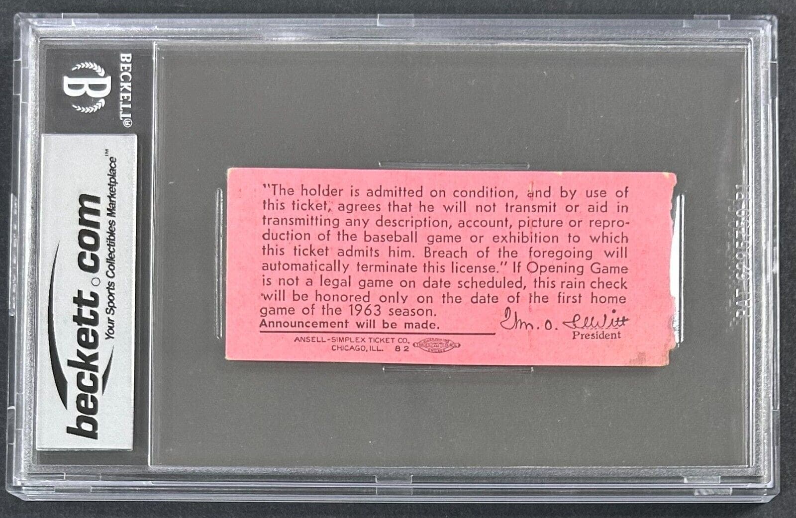 Pete Rose Signed Cincinnati Reds MLB Debut Ticket Stub 4-8-63 BAS 7 NM 16019188 Pete Rose Ticket Stub 16019188, Cincinnati Reds, view 2, supplier stock photo