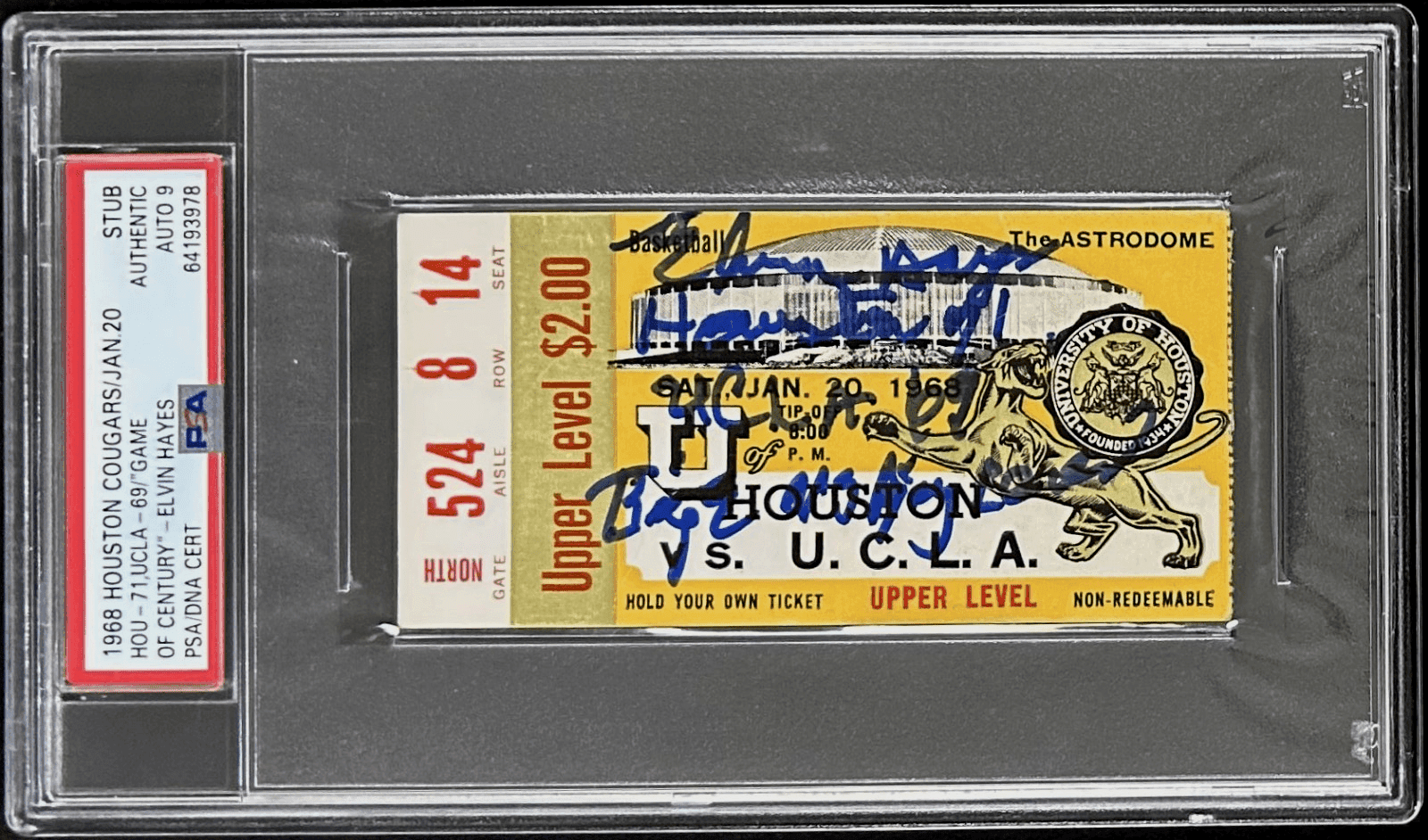 Elvin Hayes Signed UH vs UCLA Game of The Century Ticket Stub PSA Auto 9 Elvin Hayes Ticket Stub elvin-hayes-uh-vs-ucla-game, supplier stock photo