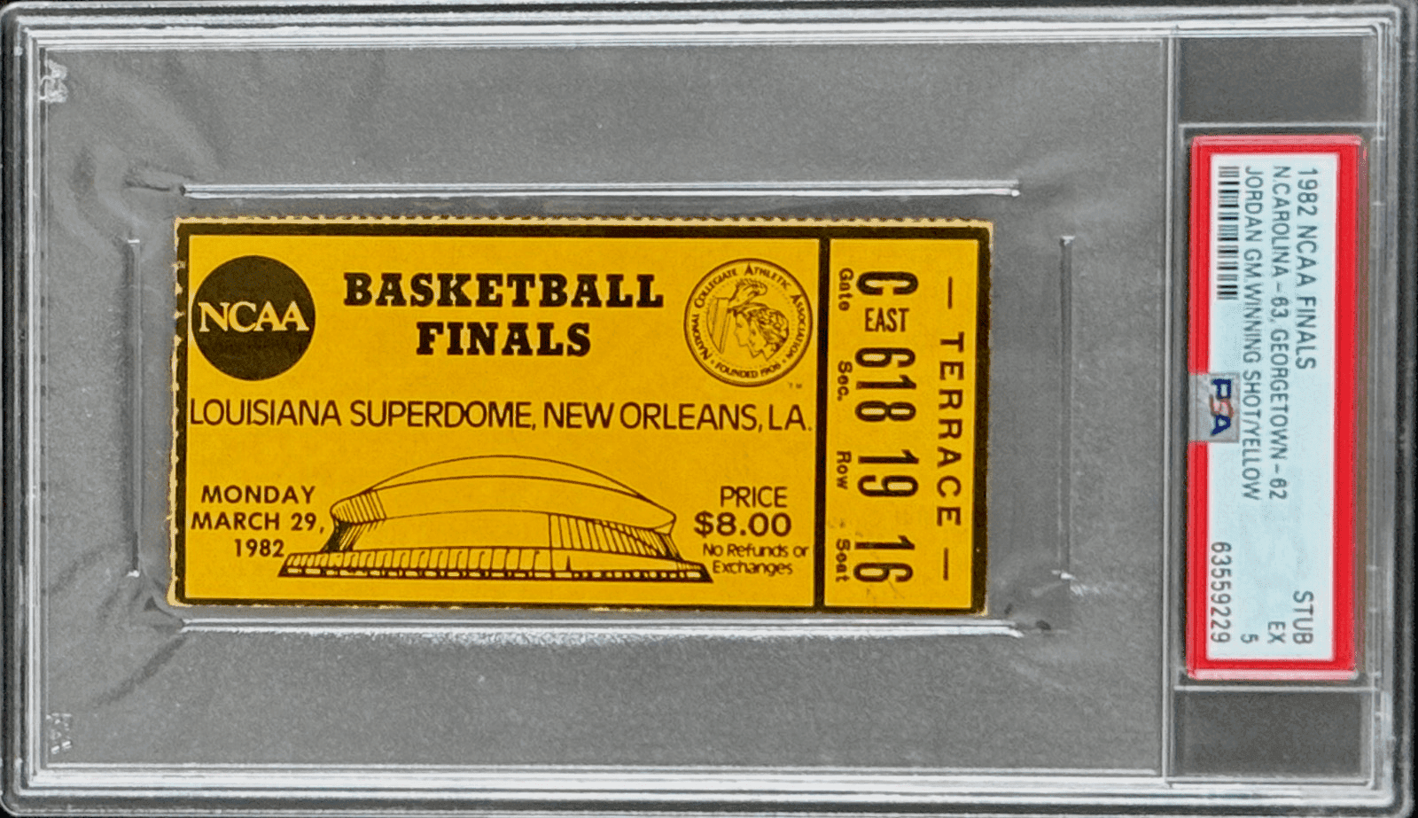 1982 NCAA Final Four Ticket Stub Michael Jordan UNC Game Winning Shot PSA 5 POP8 Michael Jordan Ticket Stub 1982-ncaa-final-four-michael-jordan, North Carolina Tar Heels, supplier stock photo