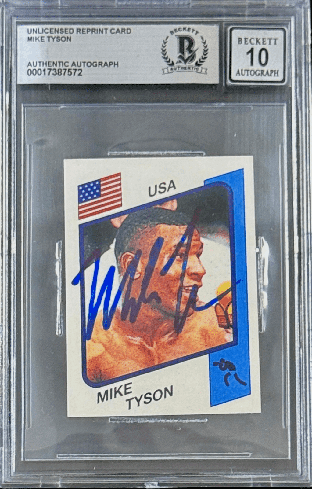 Mike Tyson Signed Reprint Rookie Trading Card Beckett Auto 10 17387572 Mike Tyson Card 17387572, supplier stock photo