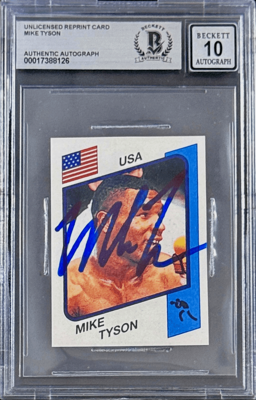 Mike Tyson Signed Reprint Rookie Trading Card Beckett Auto 10 17388126 Mike Tyson Card 17388126, supplier stock photo