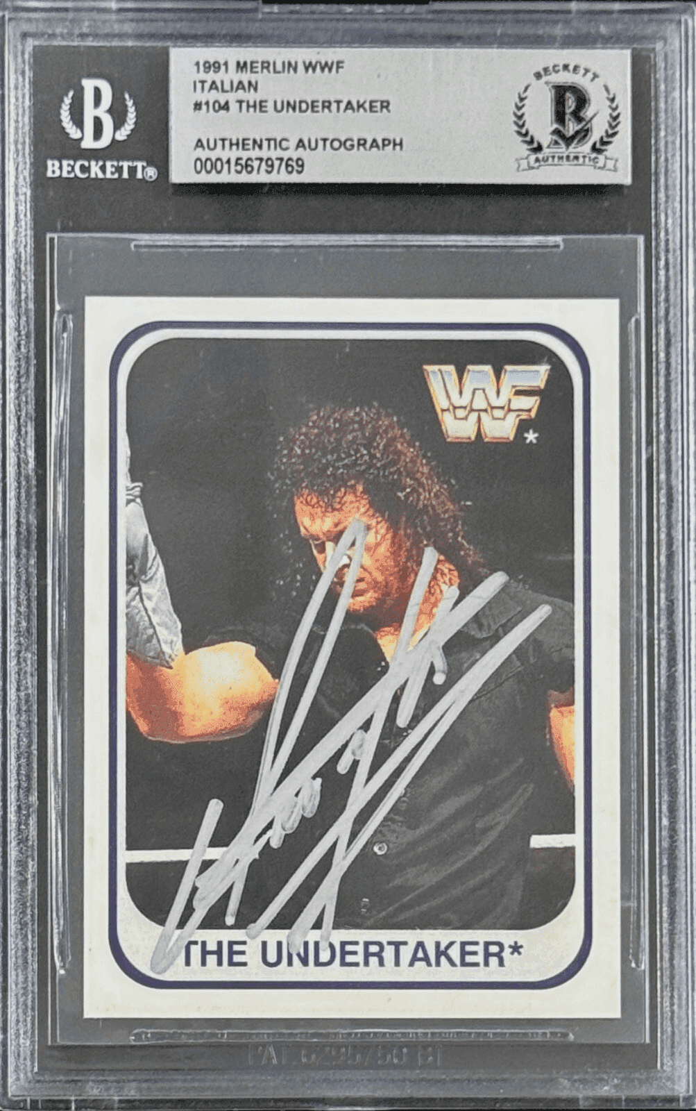 The Undertaker Signed 1991 Merlin WWF Italian RC Card #104 Beckett 15679769 Sil Undertaker Card 15679769, supplier stock photo