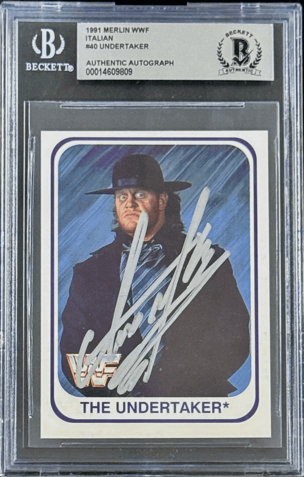 The Undertaker Signed 1991 Merlin WWF Italian RC Card #40 Beckett 14609809 Sil Undertaker Card 14609812, supplier stock photo