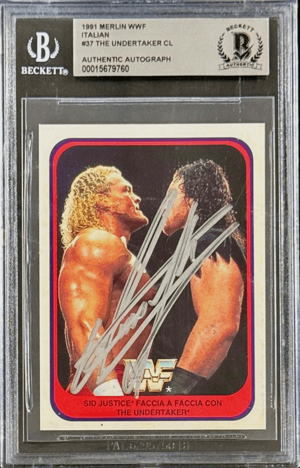 The Undertaker Signed 1991 Merlin WWF Italian RC Card #37 Beckett 15679760 Silv Undertaker Card 15679760, supplier stock photo