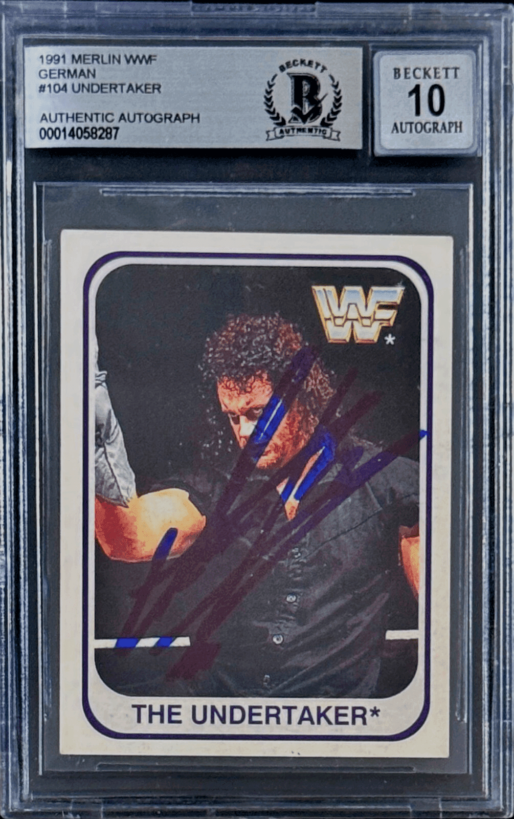 Undertaker Signed 1991 Merlin WWF German RC Card #104 Beckett 14058287 Auto 10 B Undertaker Card 14058287, supplier stock photo