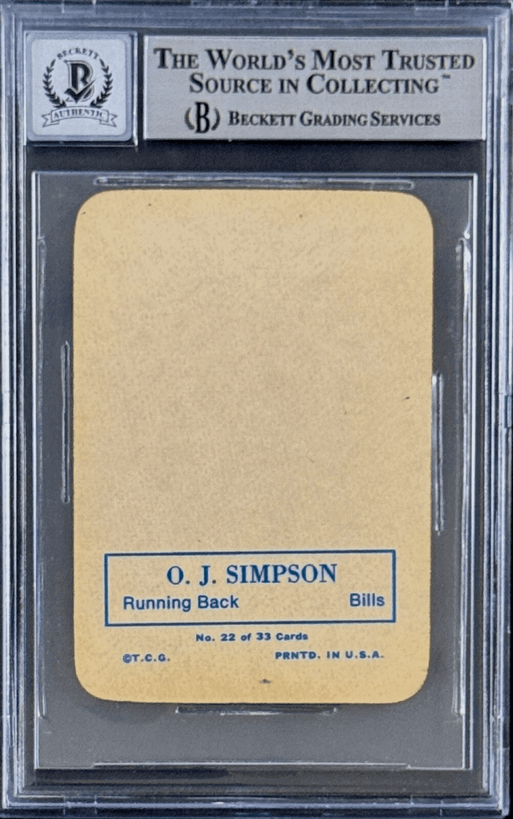 O.J. Simpson Signed 1970 Topps Super Card #24 Beckett 14058518 Auto 10 Rookie O.J. Simpson Card 14058518, Buffalo Bills, view 2, supplier stock photo