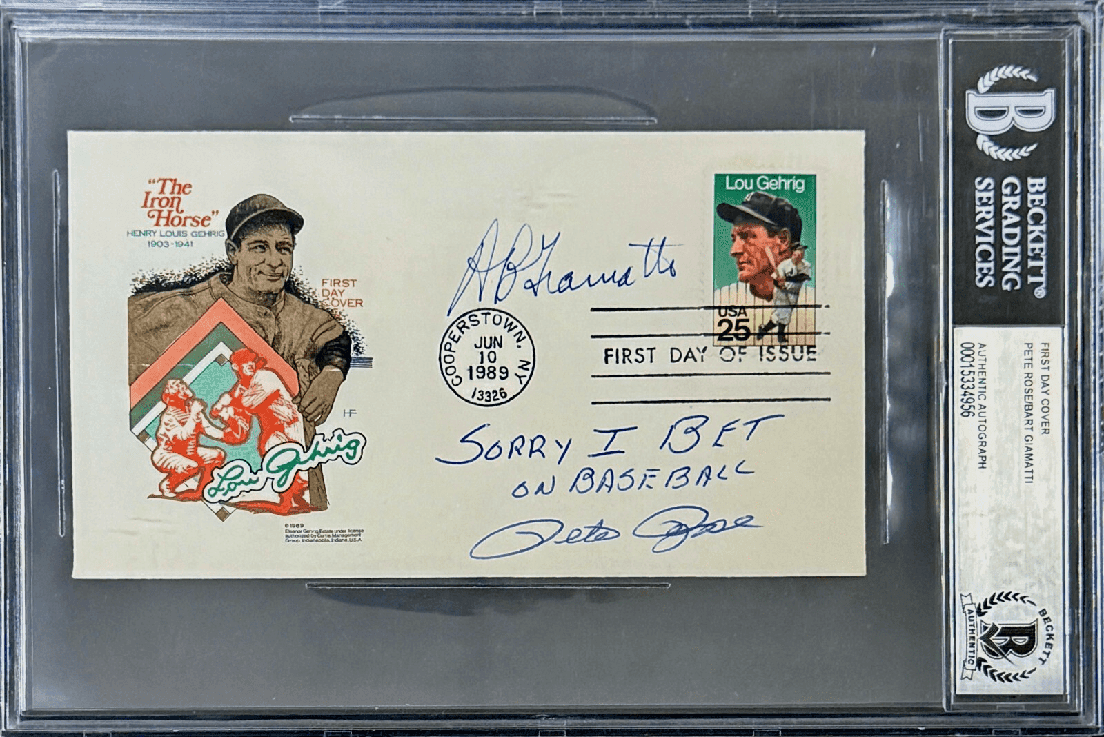 Pete Rose & Bart Giamatti Signed First Day Cover Beckett Sorry I Bet On Baseball Pete Rose Ball 15334956, Cincinnati Reds, supplier stock photo