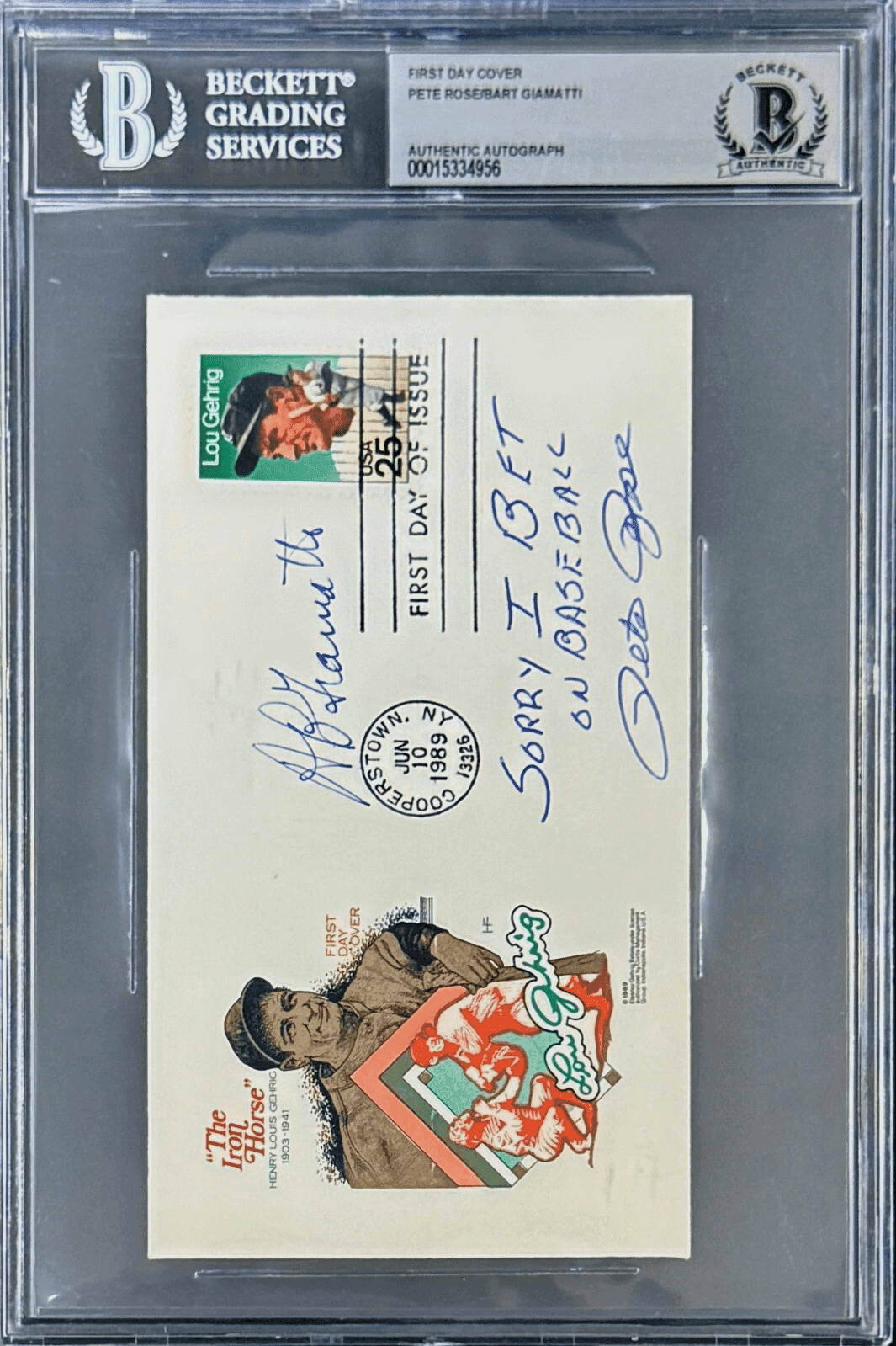 Pete Rose & Bart Giamatti Signed First Day Cover Beckett Sorry I Bet On Baseball Pete Rose Ball 15334956, Cincinnati Reds, view 2, supplier stock photo