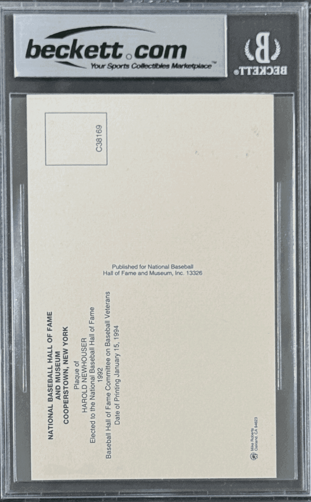 Hal Newhouser Signed Autographed Hall of Fame Plaque Postcard Beckett 16182962 Hal Newhouser Card 16182962, Detroit Tigers, view 2, supplier stock photo
