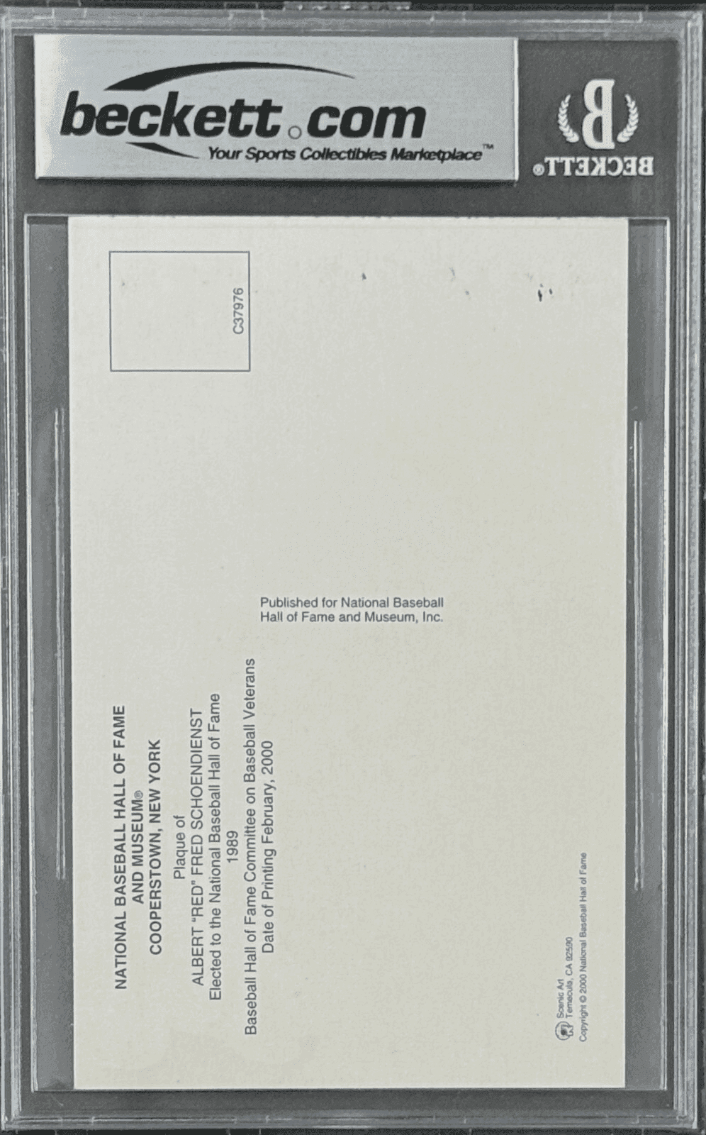 Red Schoendienst Signed Autographed Hall of Fame Plaque Postcard BAS 16182794 Red Schoendienst Card 16182794, St. Louis Cardinals, view 2, supplier stock photo