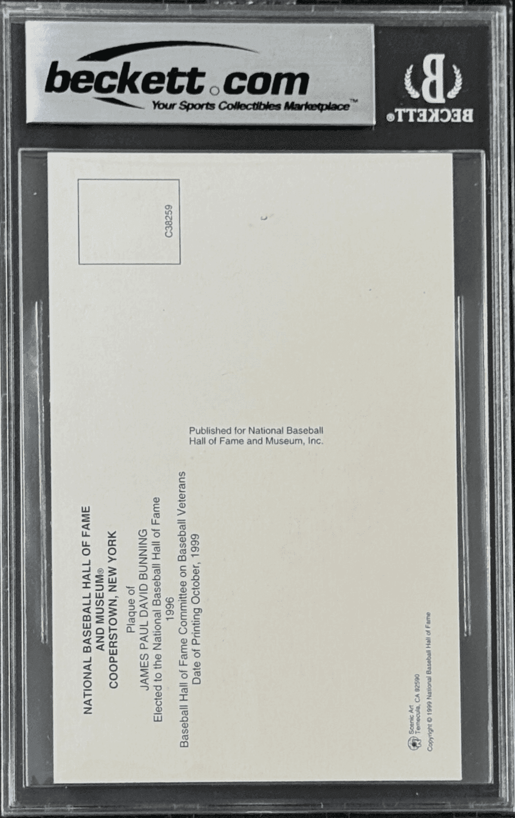 Jim Bunning Signed Autographed Hall of Fame Plaque Postcard Beckett 16182812 Jim Bunning Card 16182812, Philadelphia Phillies, view 2, supplier stock photo