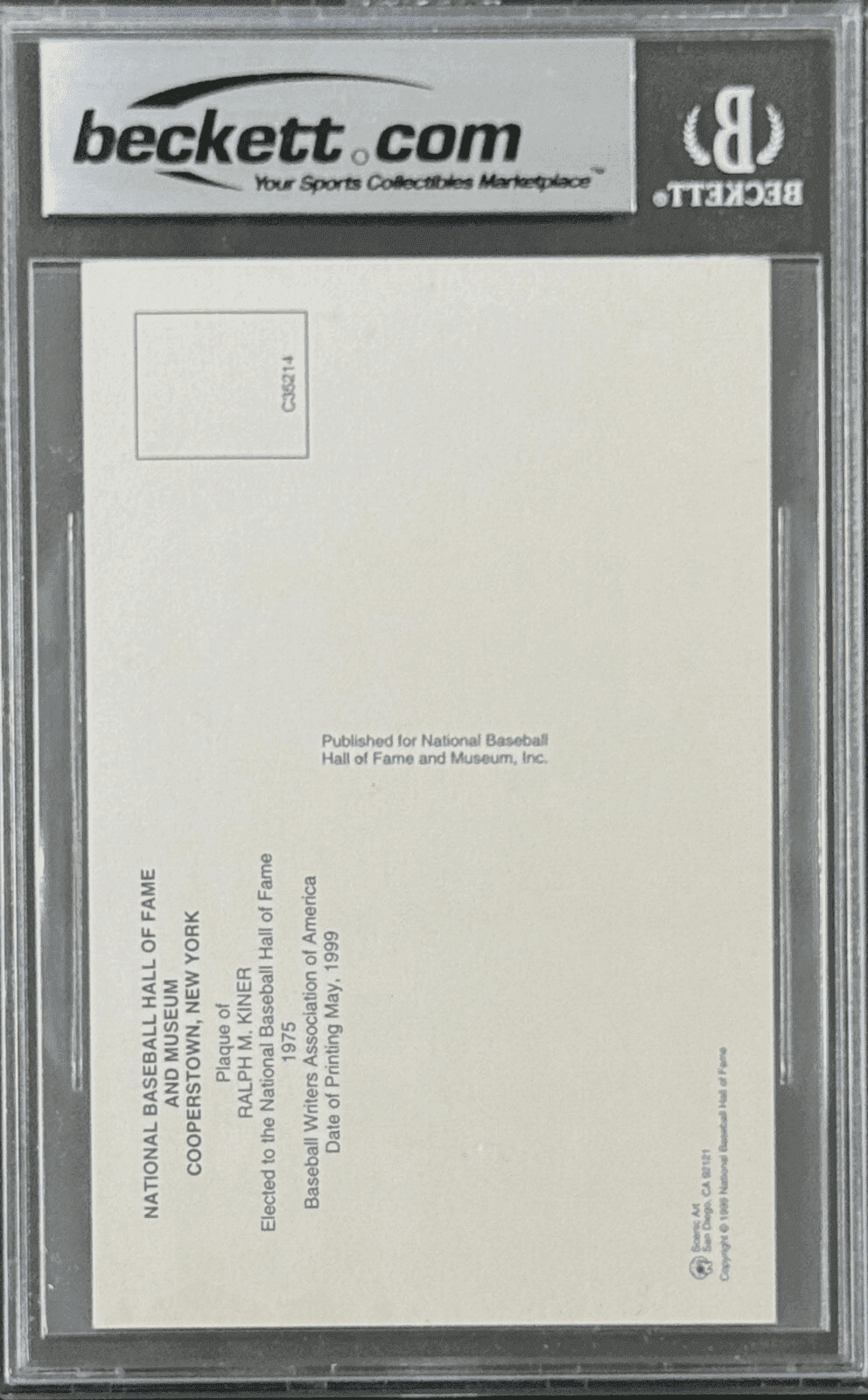 Ralph Kiner Signed Autographed Hall of Fame Plaque Postcard Beckett 16182855 Ralph Kiner Card 16182855, Pittsburgh Pirates, view 2, supplier stock photo