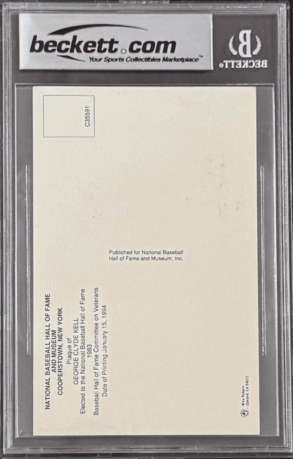 George Kell Signed Autographed Hall of Fame Plaque Postcard Beckett 16182809 George Kell Card 16182809, Detroit Tigers, view 2, supplier stock photo