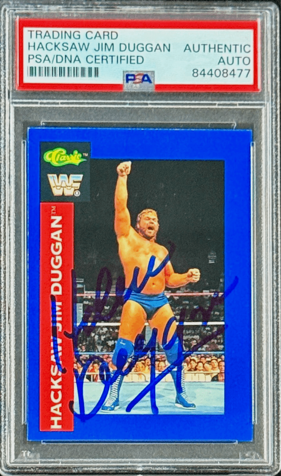 Hacksaw Jim Duggan Signed Autograph 1991 WWF Classic Card #72 PSA 84408477 Hacksaw Jim Duggan Card 84408477, supplier stock photo