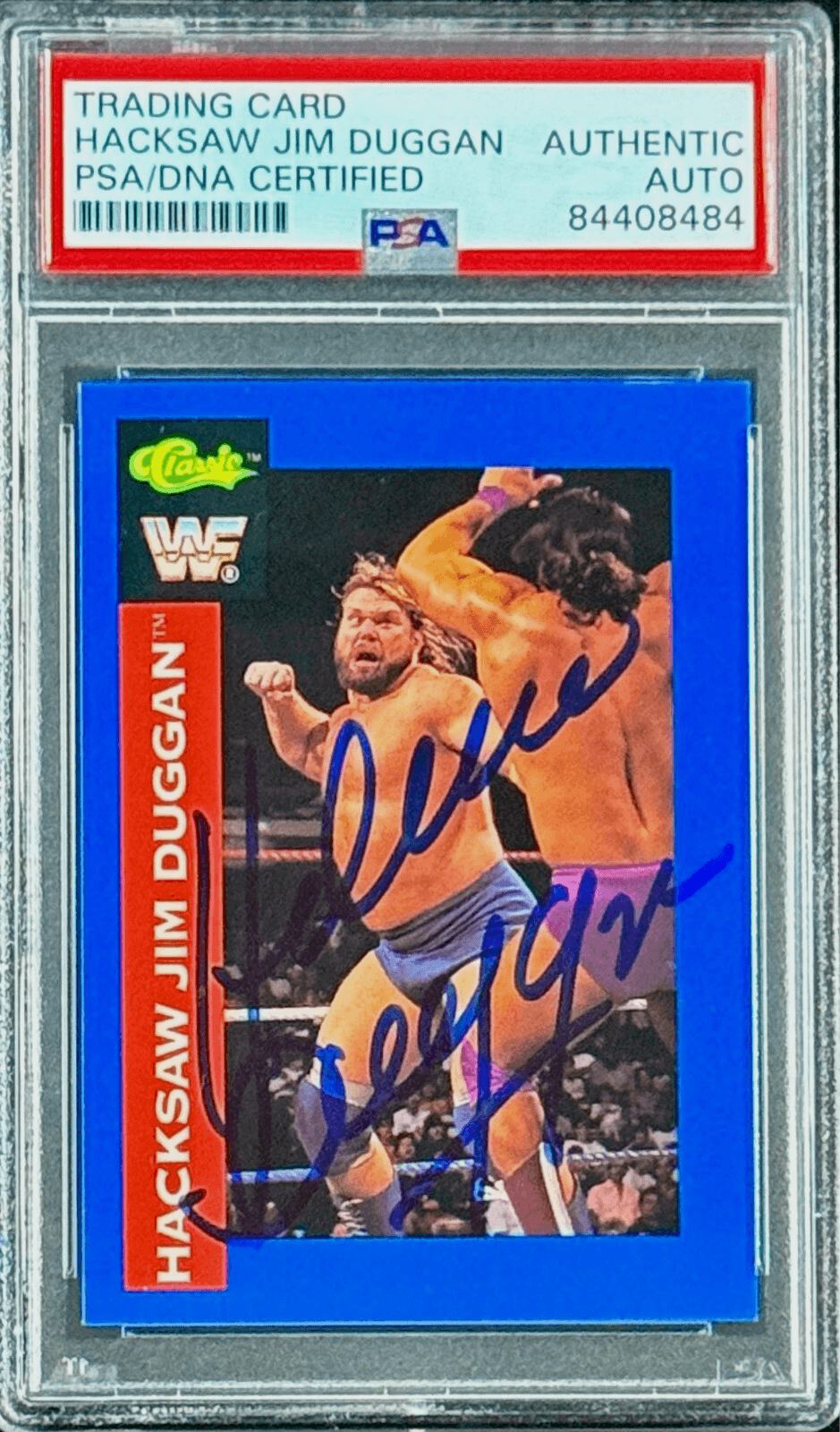 Hacksaw Jim Duggan Signed Autograph 1991 WWF Classic Card #6 PSA 84408484 Hacksaw Jim Duggan Card 84408484, supplier stock photo
