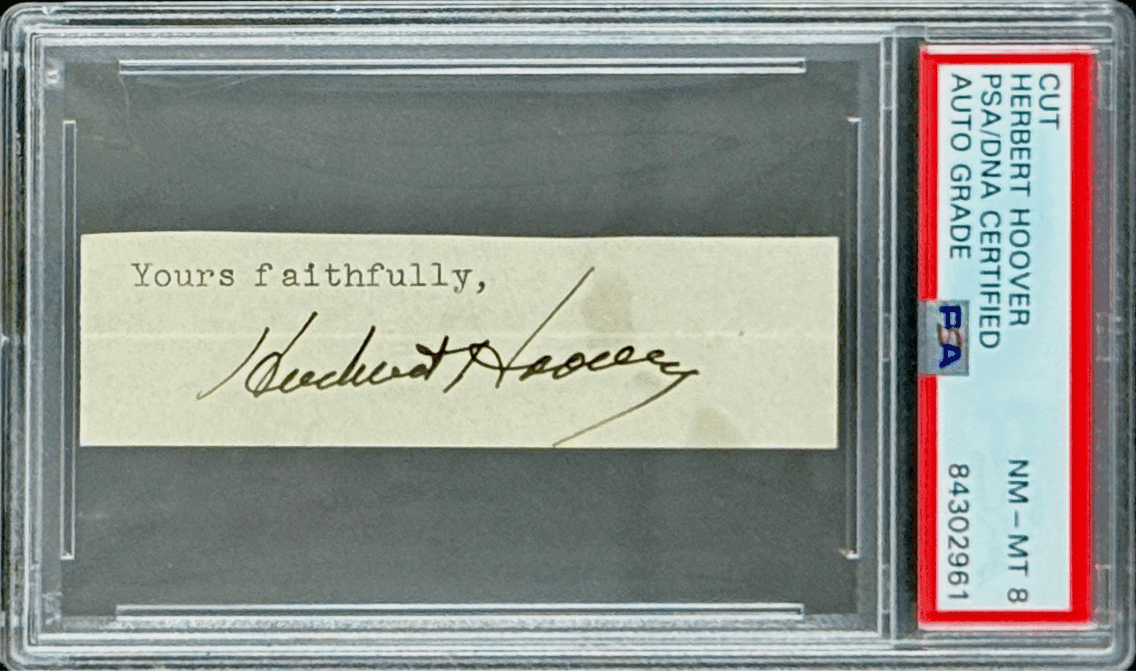 President Herbert Hoover Signed Autographed Business Card PSA 84302961 NM-MMT 8 President Herbert Hoover Card 84302961, supplier stock photo