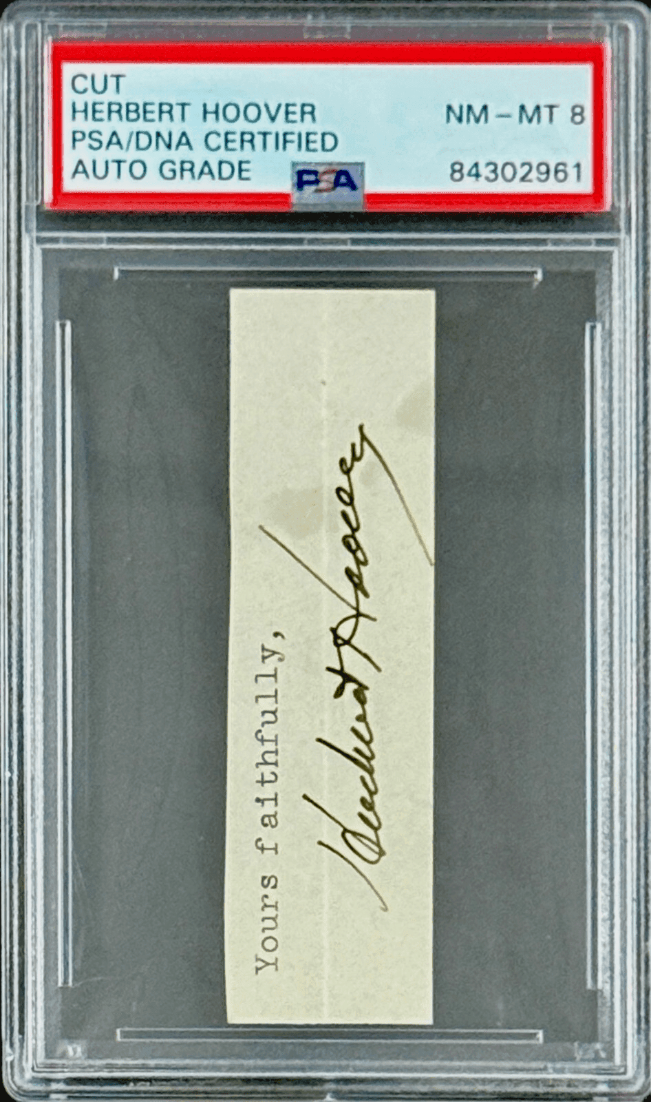 President Herbert Hoover Signed Autographed Business Card PSA 84302961 NM-MMT 8 President Herbert Hoover Card 84302961, view 2, supplier stock photo