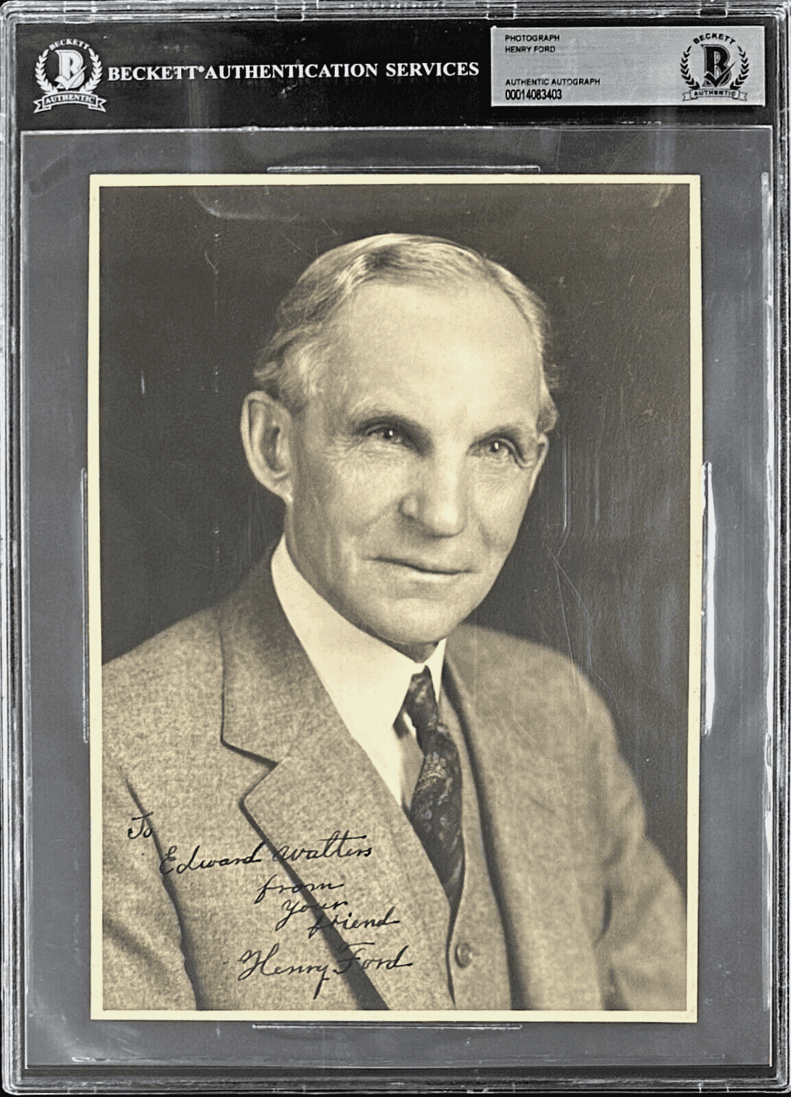 Henry Ford Signed Autographed Photograph Beckett 14083403 Ford Motor Company Henry Ford Photo 14083403, supplier stock photo