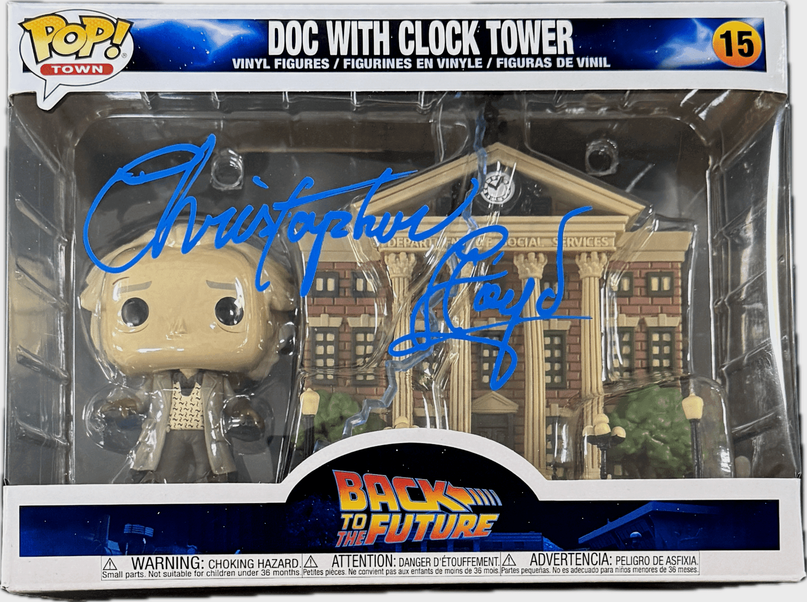 Christopher Lloyd Doc Clock Tower Signed Back to The Future POP Figure 15 JSA B Christopher Lloyd Other christopher-lloyd-doc-clock-tower-back, supplier stock photo