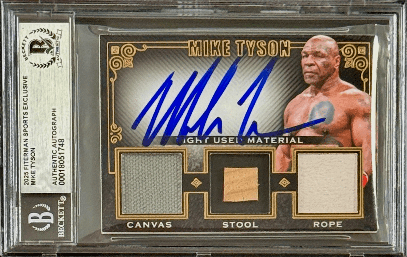 MIKE TYSON Triple Relic Card vs Jake Paul Fight Canvas Stool Rope BAS 18051748 Mike Tyson Card 18051748, supplier stock photo